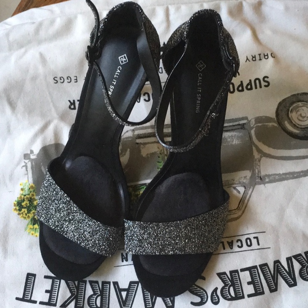 Call it Spring black glitter stilettos size 8